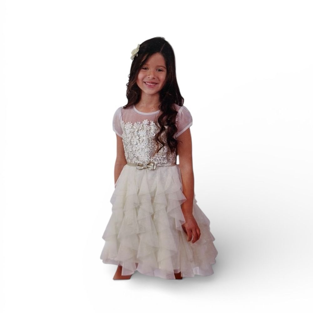 Jona Michelle Girl's Dressy Ivory Dress Size 5